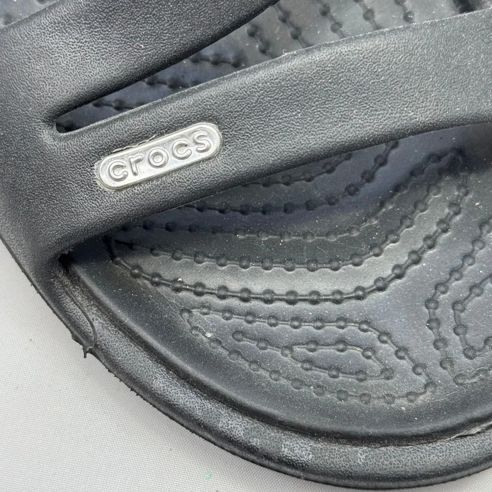 Crocs Patricia‎ Wedge Sandals Womens Size 11 Black Strappy Open Toe Casual